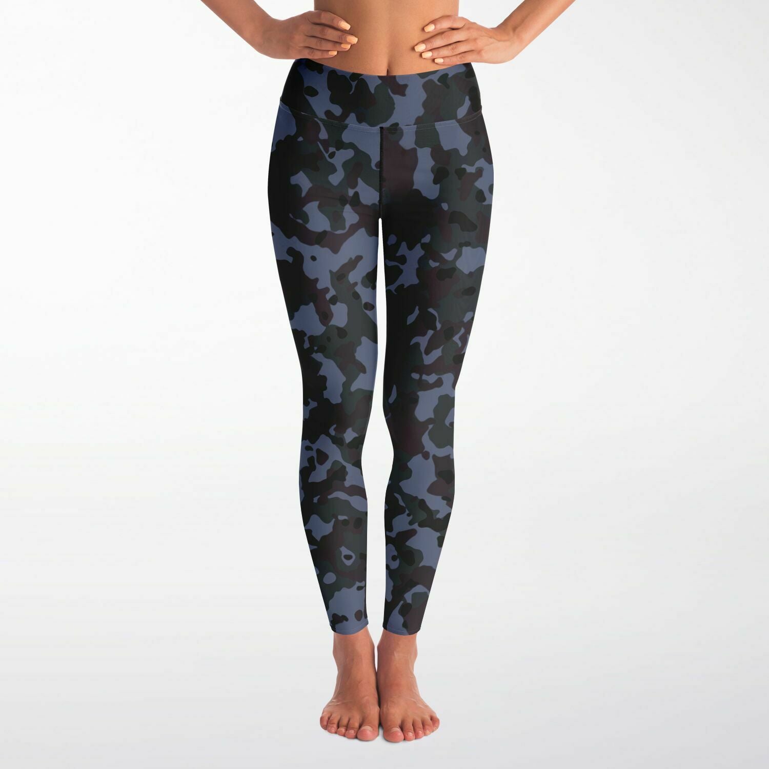 Blue Camo Leggings, Yoga & Workout Leggings with Pocket