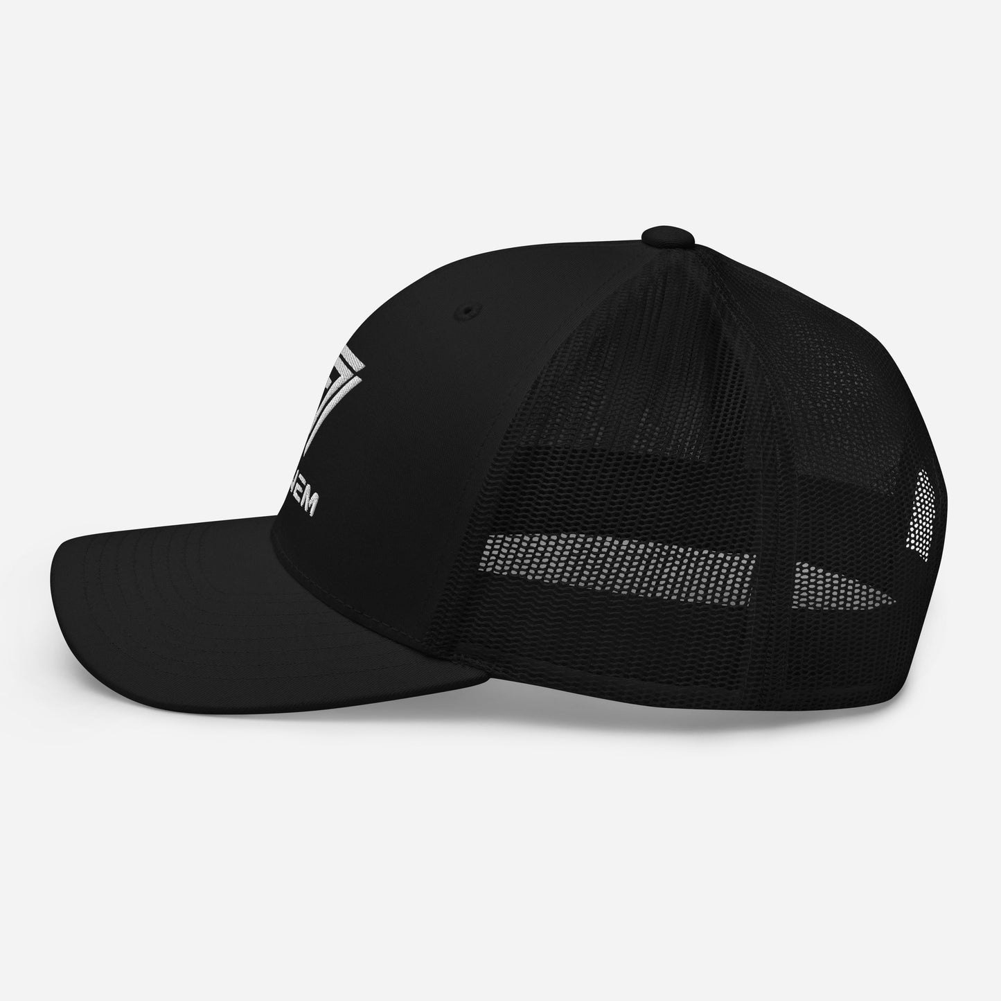 Dynem® Retro Trucker Hat in Black with White Dynem® Logo