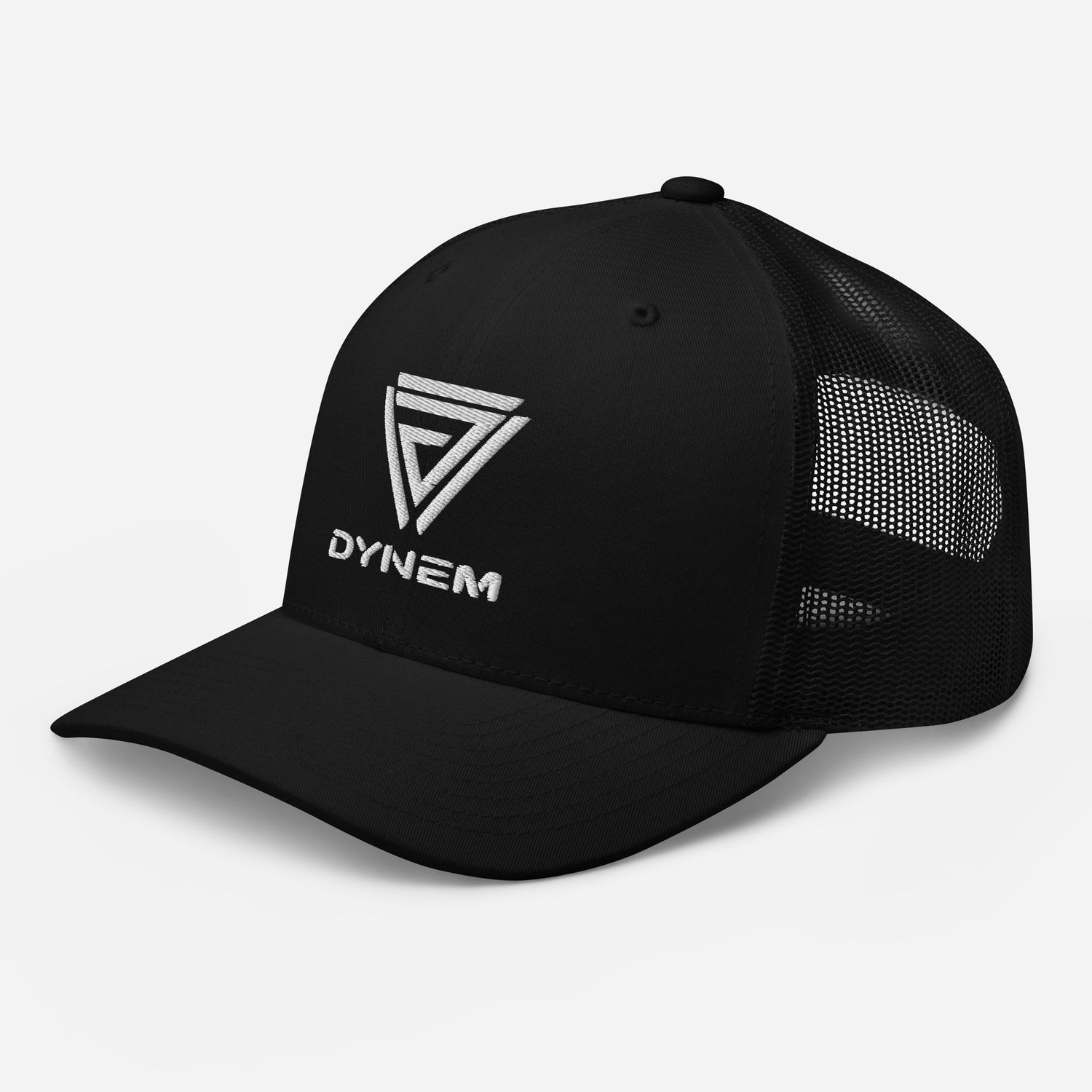 Dynem® Retro Trucker Hat in Black with White Dynem® Logo