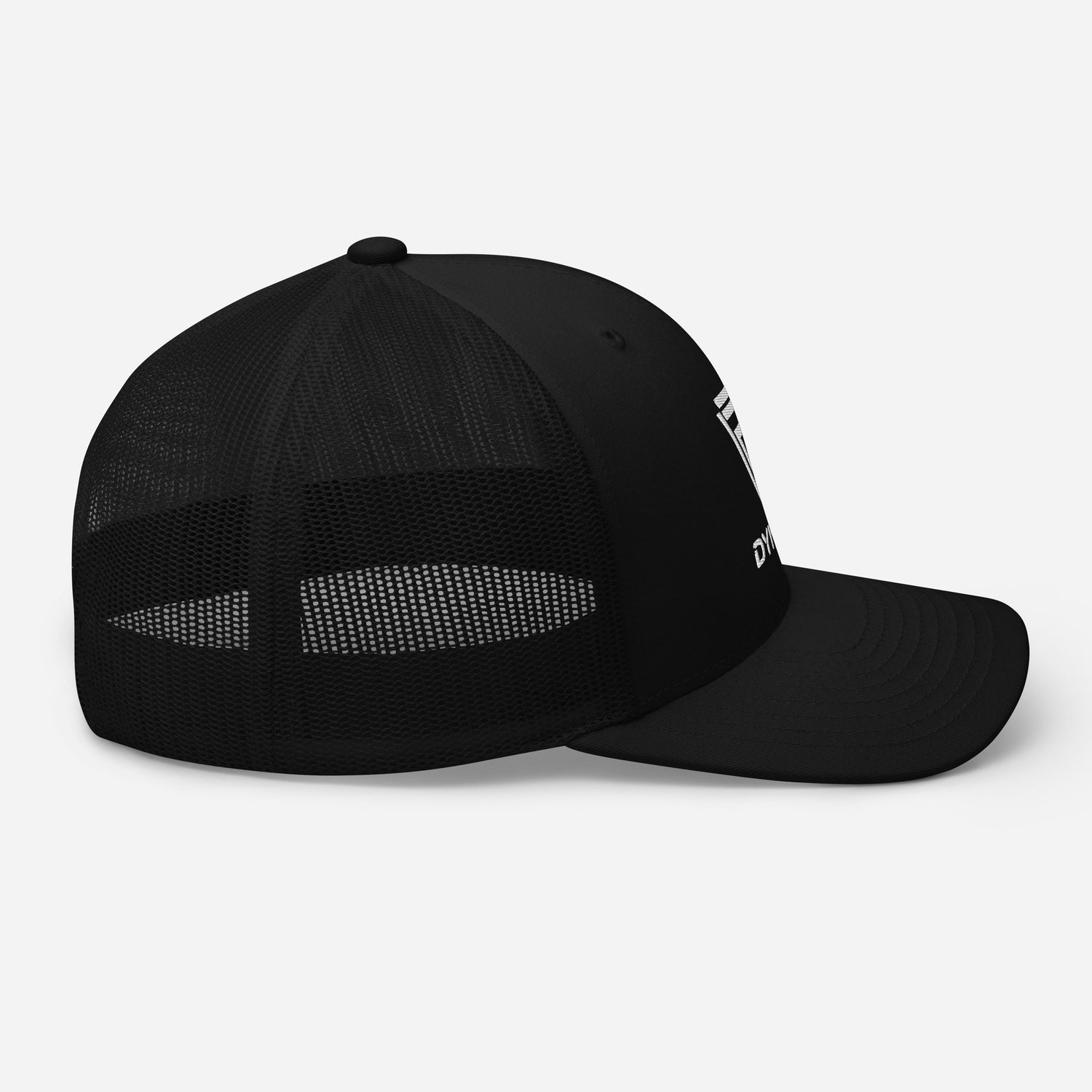 Dynem® Retro Trucker Hat in Black with White Dynem® Logo