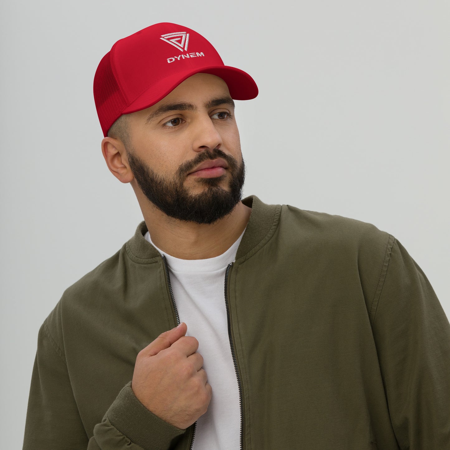 Dynem® Retro Trucker Hat in Red with White Dynem® Logo